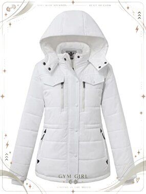 Women's Quilted Puffer Parka Coat Faux Fur Hood Winter Warm Zip